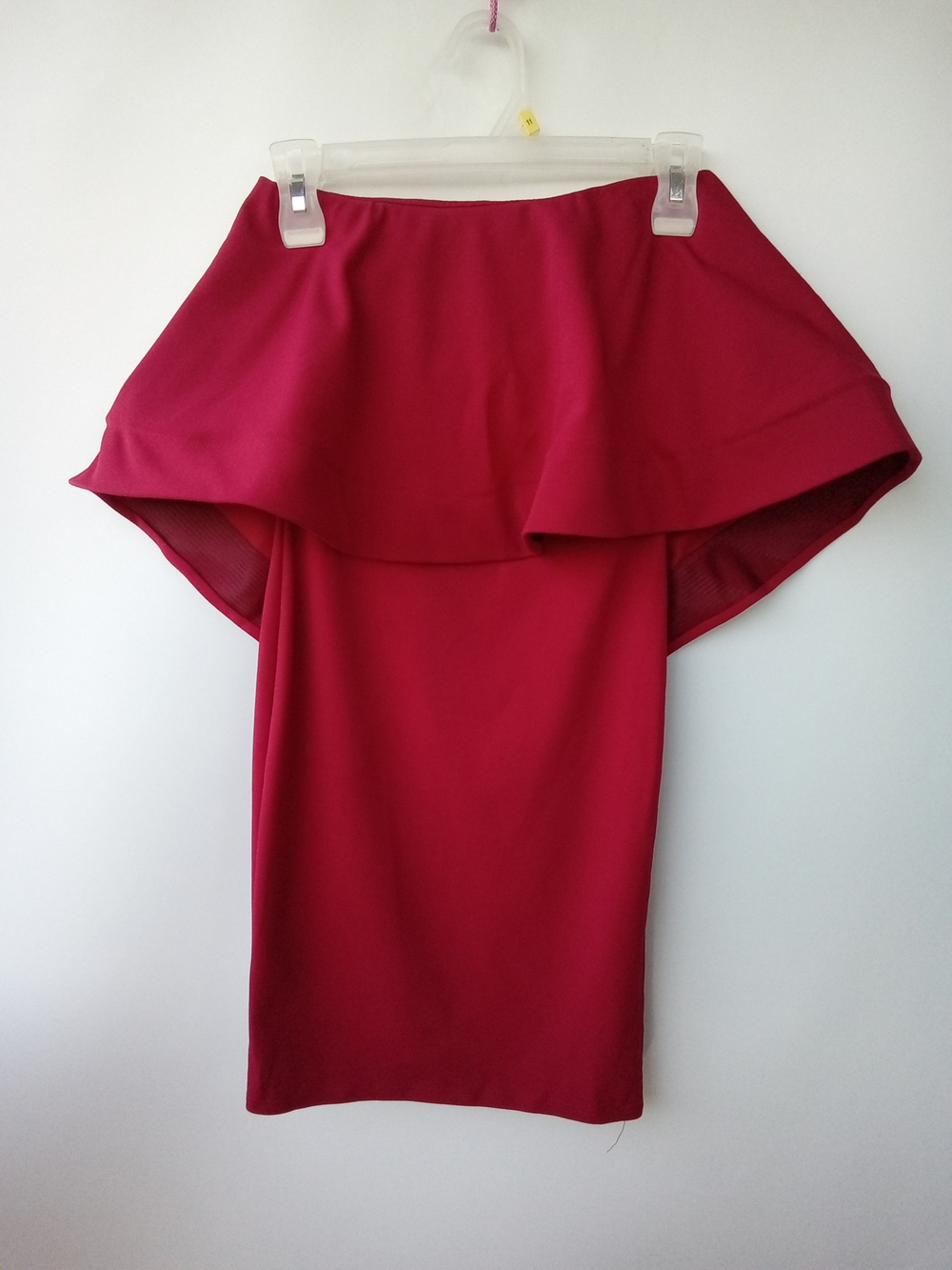 FASHION NOVA Burgundy Off Shoulder Ruffle Dress Size S